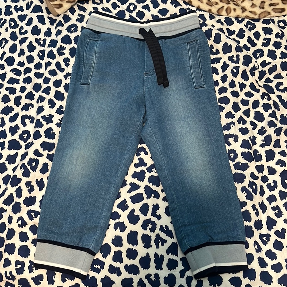 Dolce & Gabbana Kids DG Logo Patch Denim Joggers / Jeans | Blue & Grey (Size 2T)